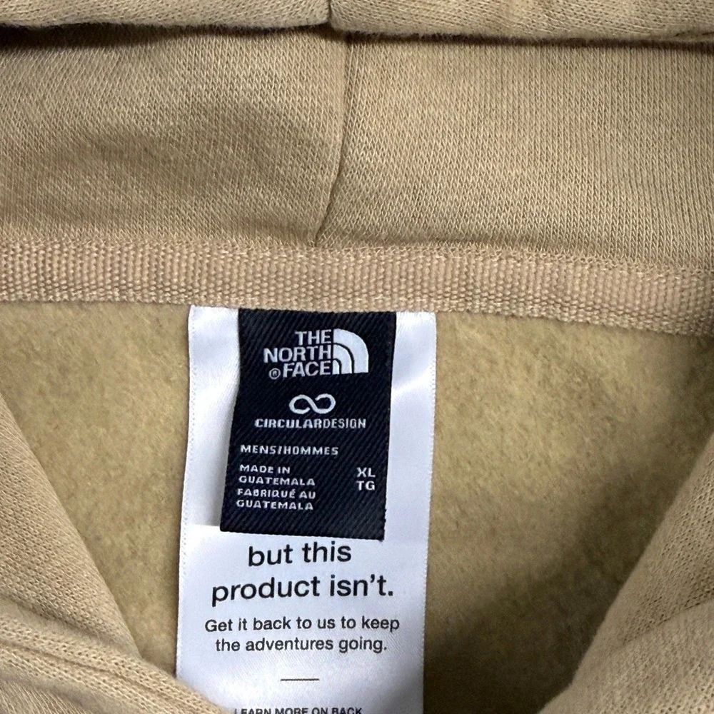 The North Face Mens Circular Design‎ Hoodie Khaki Tan Fleece Pullover XL